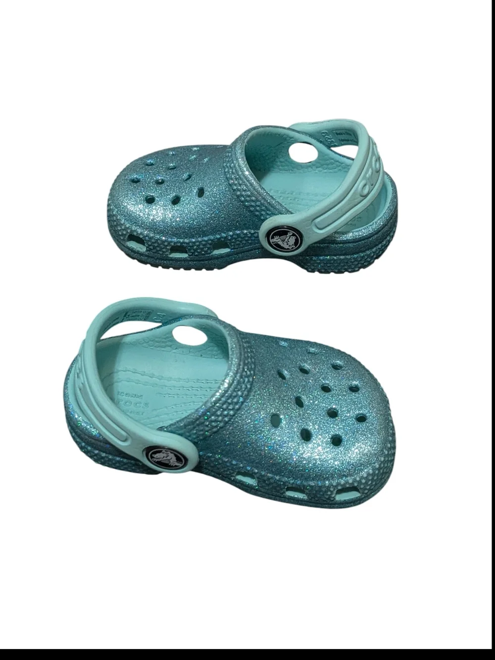 CROCS Kids Glitter Clog in Light Blue Size C4